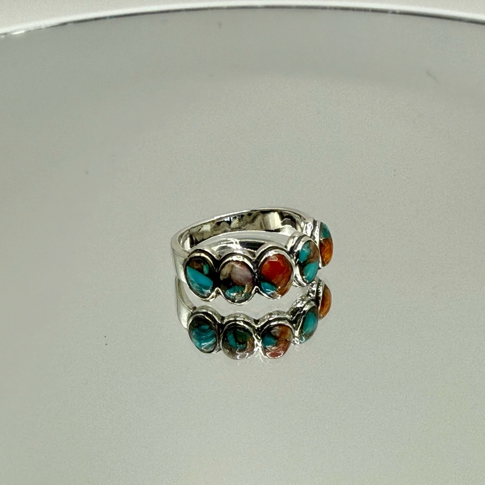 NWT Spiny Turquoise Stones Set in Sterling Silver Ring - Picture 5 of 10